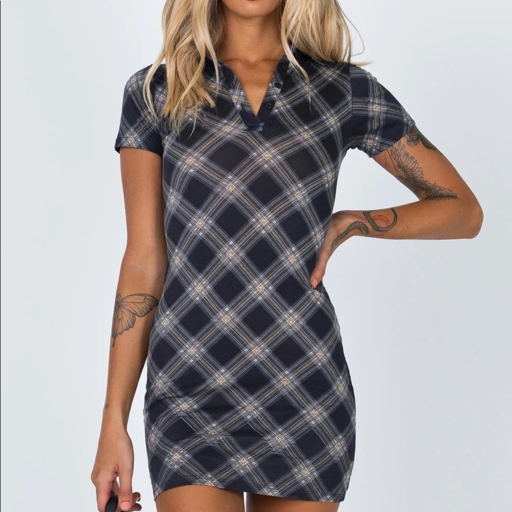 MINI DRESS 20'S CHECK BLACK GREY